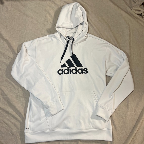 adidas Other - Adidas Climawarm Hoodie Mens XL White Black Big Logo 2010s Retro Sportswear